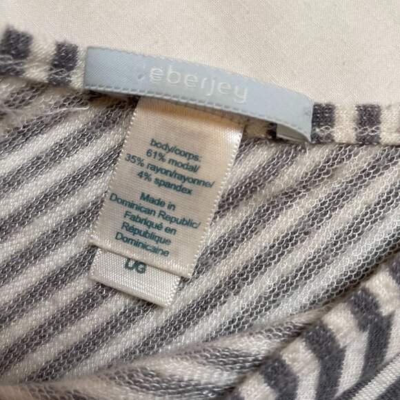 Eberjey French Terry Top Size Large Striped White Gray Dolman Long Sleeves - Picture 10 of 11